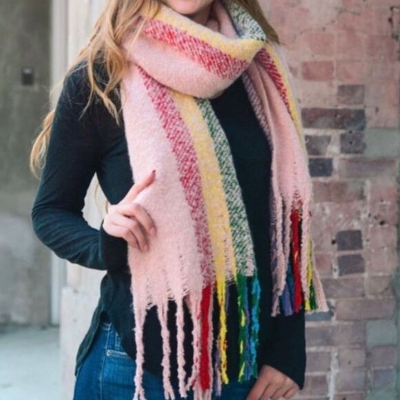 NWT Rainbow Stripe Soft Cozy Scarf 
New With Tags 100% Acrylic Super Soft - Picture 2 of 3